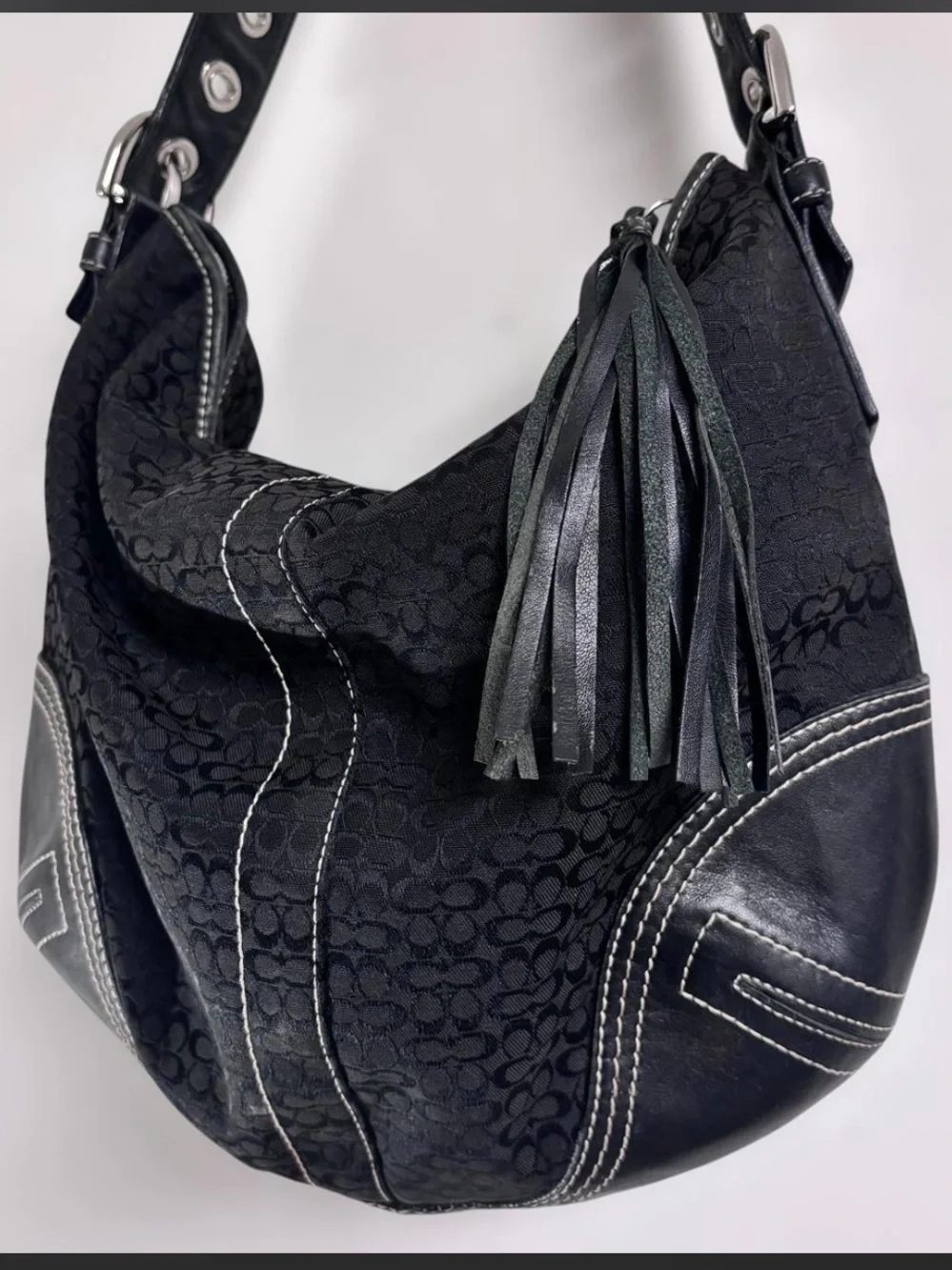 Coach Signature Hobo Bag with Tassel